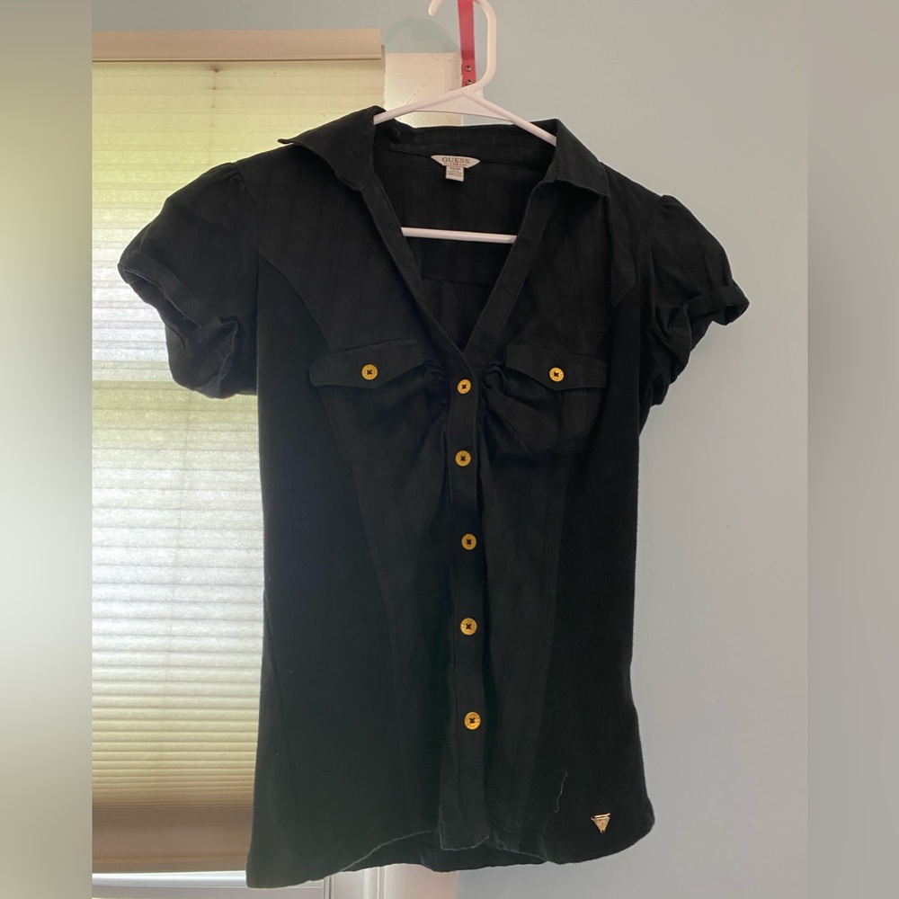 Guess black polo shirt sleeve shirt